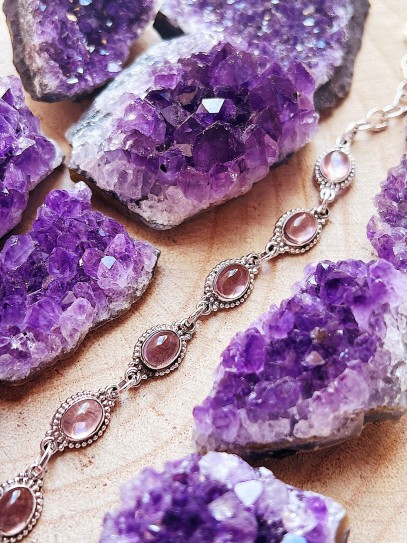 Pulsera 'Carolina' de Cuarzo rosa | Amor
