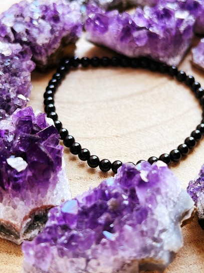 Fine Black Tourmaline 'Asha' bracelet 6mm | Protection and cleaning