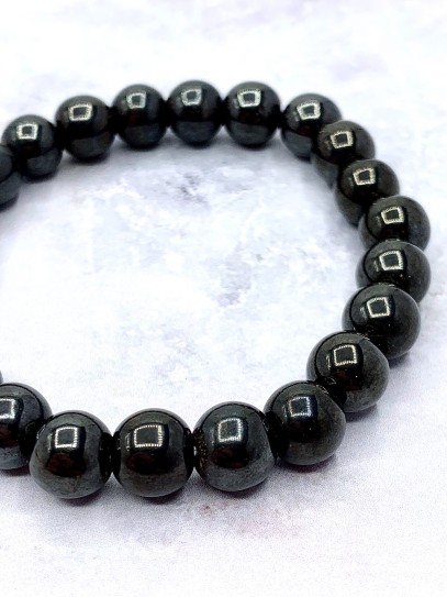 Pulsera 'Asha' de Hematite imantada 8mm | Protección y meditación