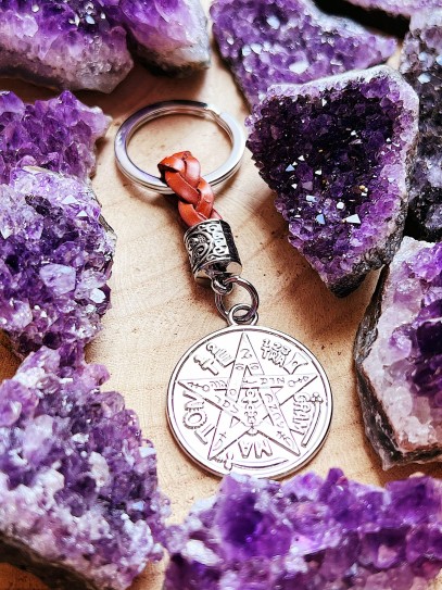 Protection talisman keychain: Tetragrammaton (leather)