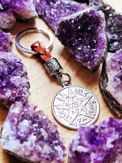 Protection talisman keychain: Tetragrammaton (leather)