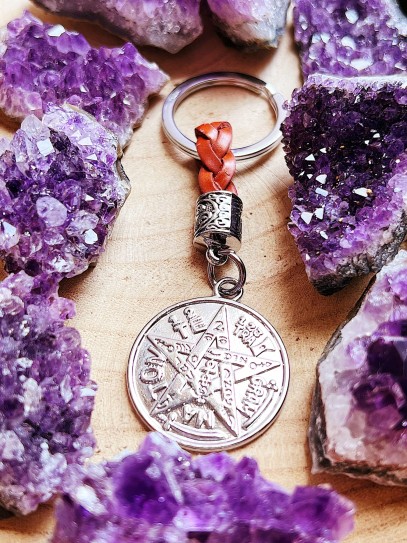 Protection talisman keychain: Tetragrammaton (leather)