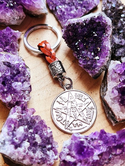 Protection talisman keychain: Tetragrammaton (leather)