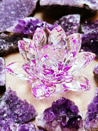 Feng Shui Crystal Lotus Flower - Purple