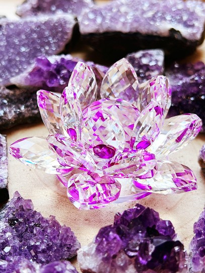 Feng Shui Crystal Lotus Flower - Purple