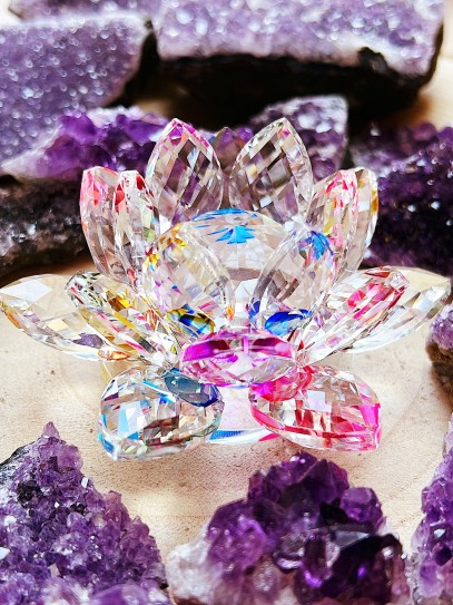Flor de Loto de cristal de Feng Shui - Arcoíris