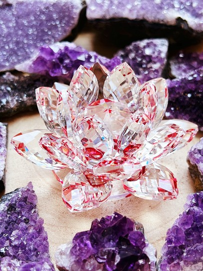 Feng Shui Crystal Lotus Flower - Red