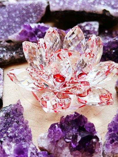 Feng Shui Crystal Lotus Flower - Red