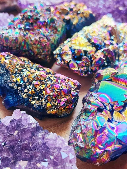 Druses of Titanium Aura Quartz