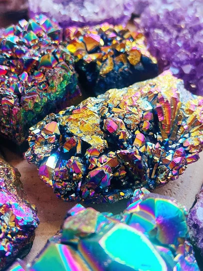 Druses of Titanium Aura Quartz