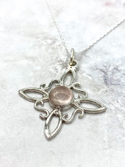 Witches Knot 'Sabrina' Rose Quartz necklace