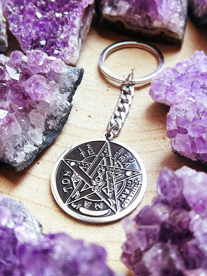 Llavero talismán de protección: Tetragramatón (acero)
