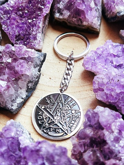 Llavero talismán de protección: Tetragramatón (acero)