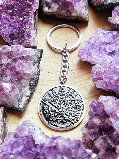 Llavero talismán de protección: Tetragramatón (acero)