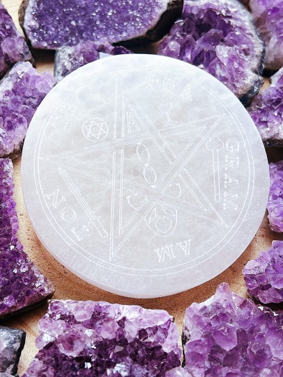 Placa de Selenita amb Tetragramató gravat