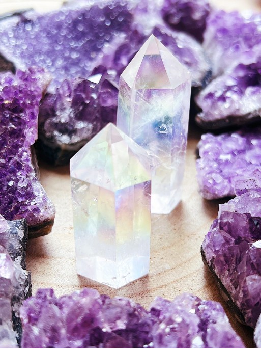 Rainbow Aqua Aura Quartz Point