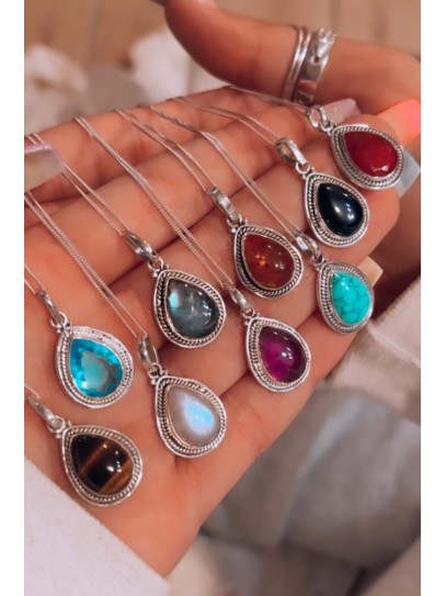 Collaret 'Amazonas' de Topazi blau