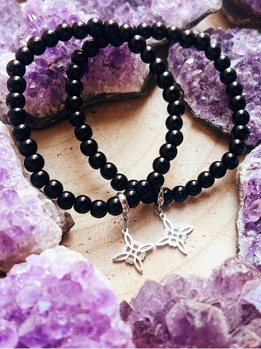 Witches Knot and Black Onyx 'Elly'  bracelet 6mm | Protection