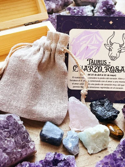 Kit 6 pedres dels horòscops: Taure - Quars rosa