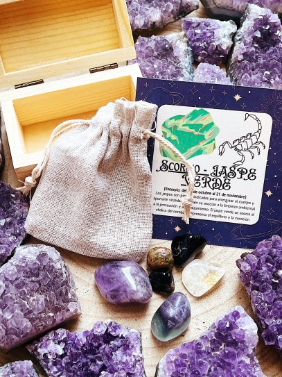 Kit 6 pedres dels horòscops: Escorpí - Jaspi verd