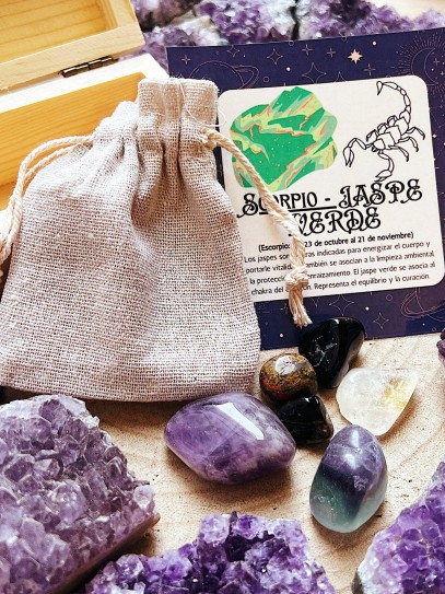 Kit 6 pedres dels horòscops: Escorpí - Jaspi verd