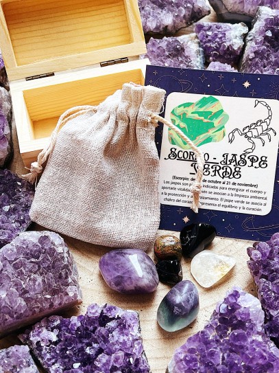 Kit 6 pedres dels horòscops: Escorpí - Jaspi verd