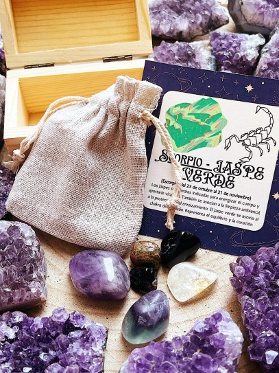 Kit 6 pedres dels horòscops: Escorpí - Jaspi verd