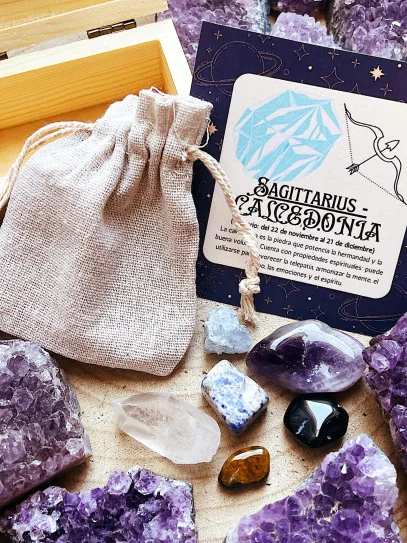 Kit of 6 horoscope stones: Sagittarius - Chalcedony