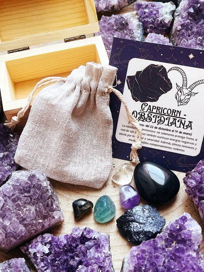 Kit of 6 horoscope stones: Capricorn - Obsidian