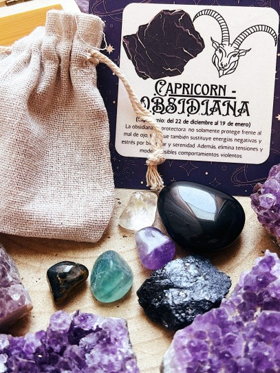 Kit of 6 horoscope stones: Capricorn - Obsidian