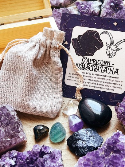 Kit of 6 horoscope stones: Capricorn - Obsidian