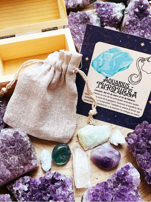 Kit of 6 horoscope stones: Aquarius - Turquoise