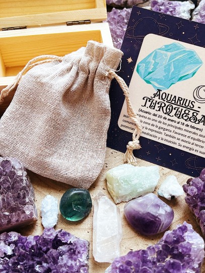 Kit of 6 horoscope stones: Aquarius - Turquoise
