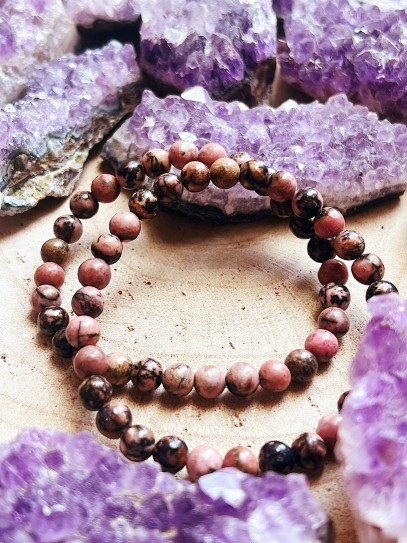 Pulsera 'Asha' de Rodonita 6mm | Amistad y amor
