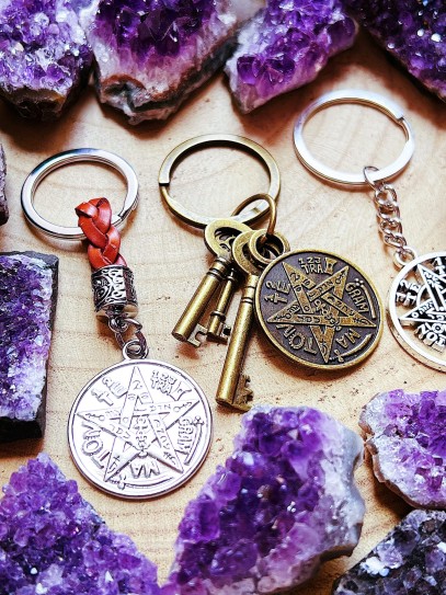 Protection talisman keychain: Tetragrammaton (leather)