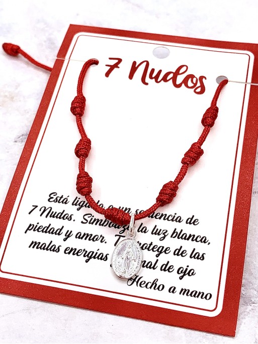 Pulsera de los 7 nudos de protección y Virgen de la Milagrosa