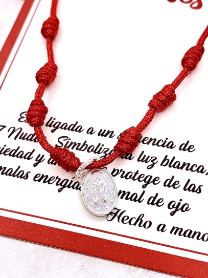 Pulsera de los 7 nudos de protección y Virgen de la Milagrosa