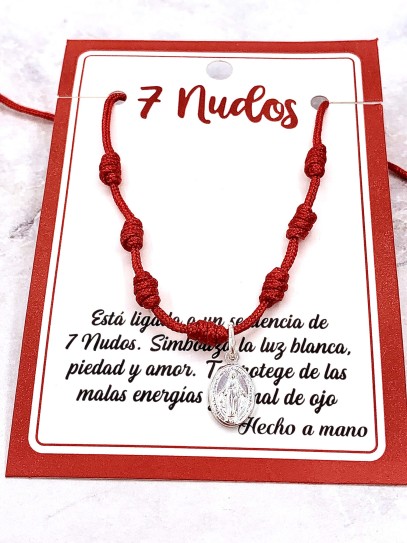 Pulsera de los 7 nudos de protección y Virgen de la Milagrosa