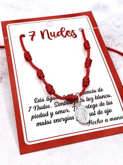 Pulsera de los 7 nudos de protección y Virgen de la Milagrosa