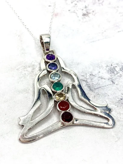 Collar 'Amisha' 7 chakras de plata