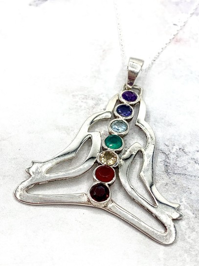 Collar 'Amisha' 7 chakras de plata