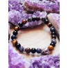 Polsera 'Owen' d'Ónix, Obsidiana i Ull de Tigre 8mm | Protecció, sort