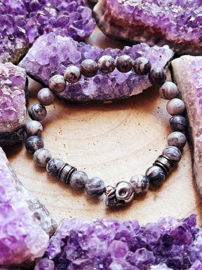 Snowy Obsidian 'Owen' bracelet 8mm | Meditation and Protection