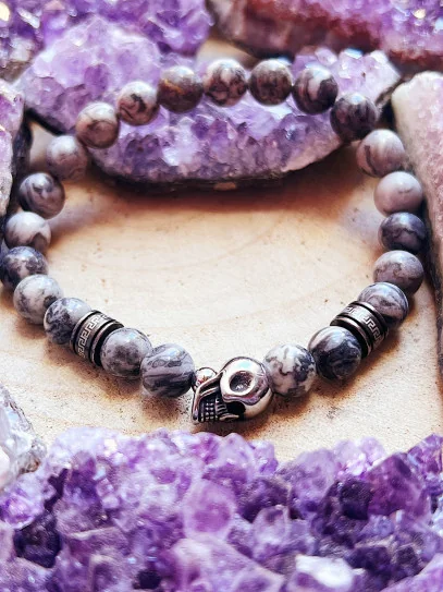 Snowy Obsidian 'Owen' bracelet 8mm | Meditation and Protection