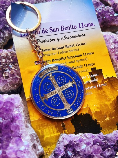 Saint Benedict Medal Keychain: blue health
