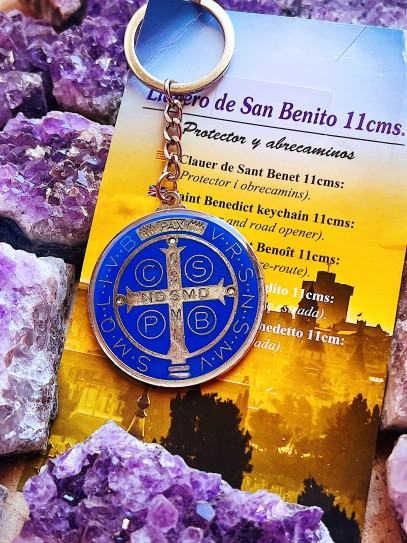 Saint Benedict Medal Keychain: blue health