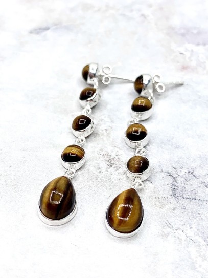 Pendientes 'Iniya' de Ojo de Tigre