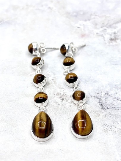 Pendientes 'Iniya' de Ojo de Tigre