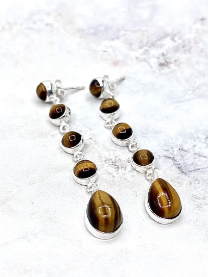 Pendientes 'Iniya' de Ojo de Tigre