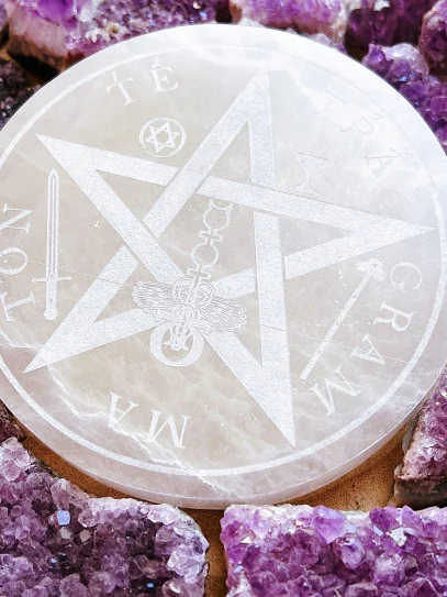 Placa de Selenita amb Tetragramató gravat (mida XL)